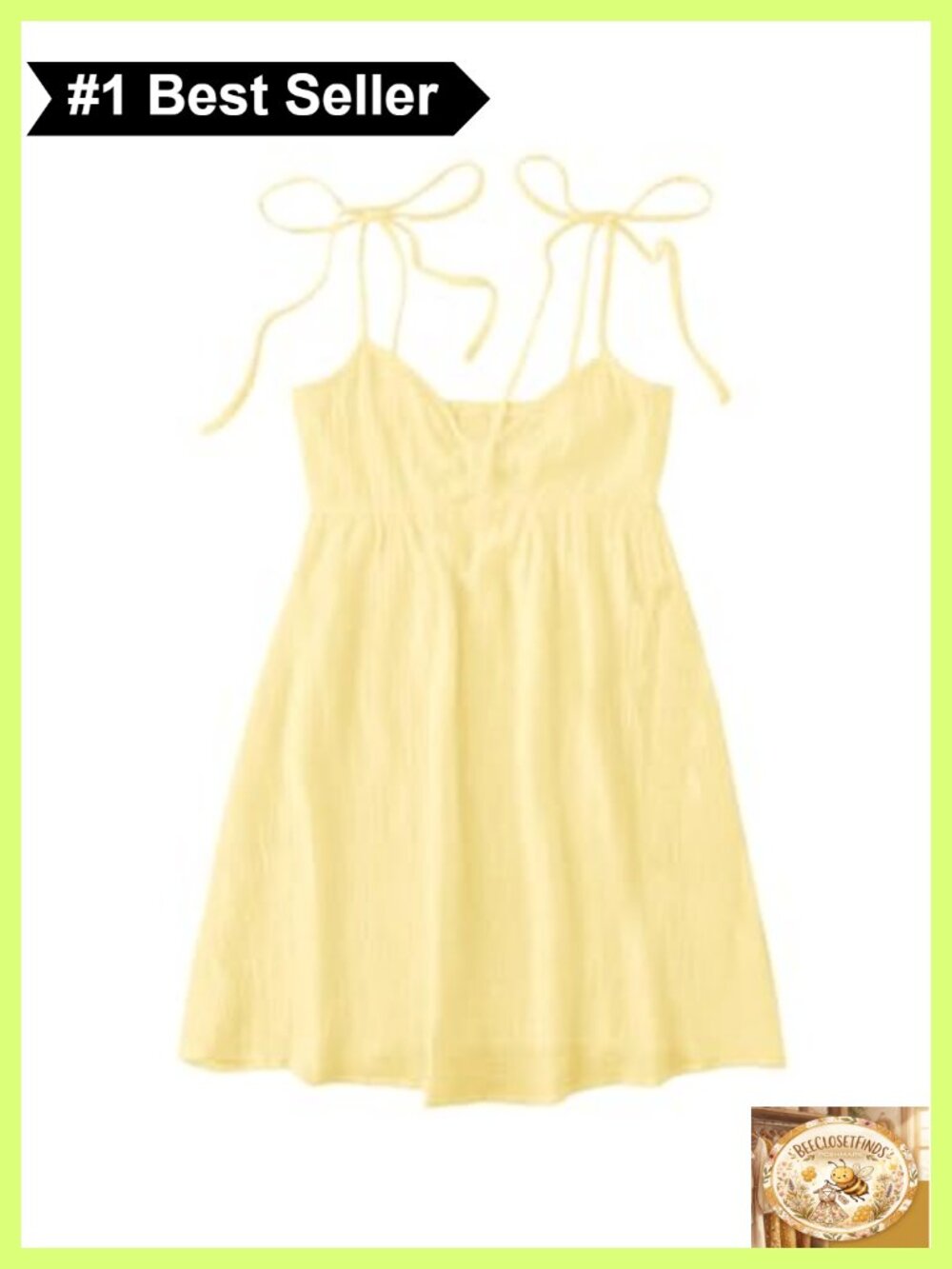 SOLY HUX Women's Summer Mini Dress Cami Tie Shoulder Babydoll Casual